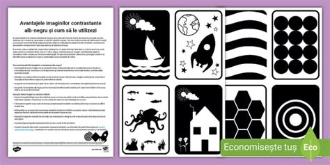 desene abstracte alb-negru cu contrast puternic pentru bebeluși