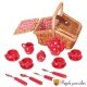 Mini set picnic 17 piese portelan rosu