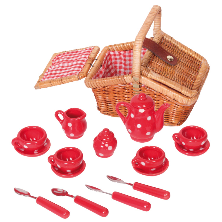 Mini set picnic 17 piese portelan rosu-0